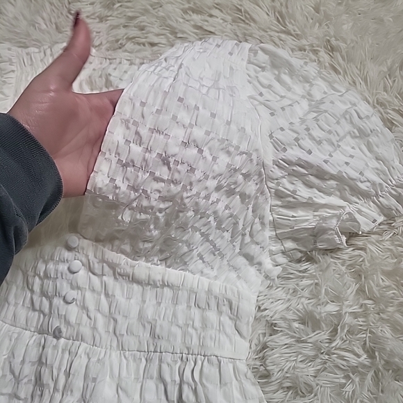 *SOLD* White Semi Sheer White Crinkly Picnic Girly Coquette Babydoll Dress - S - Picture 10 of 15